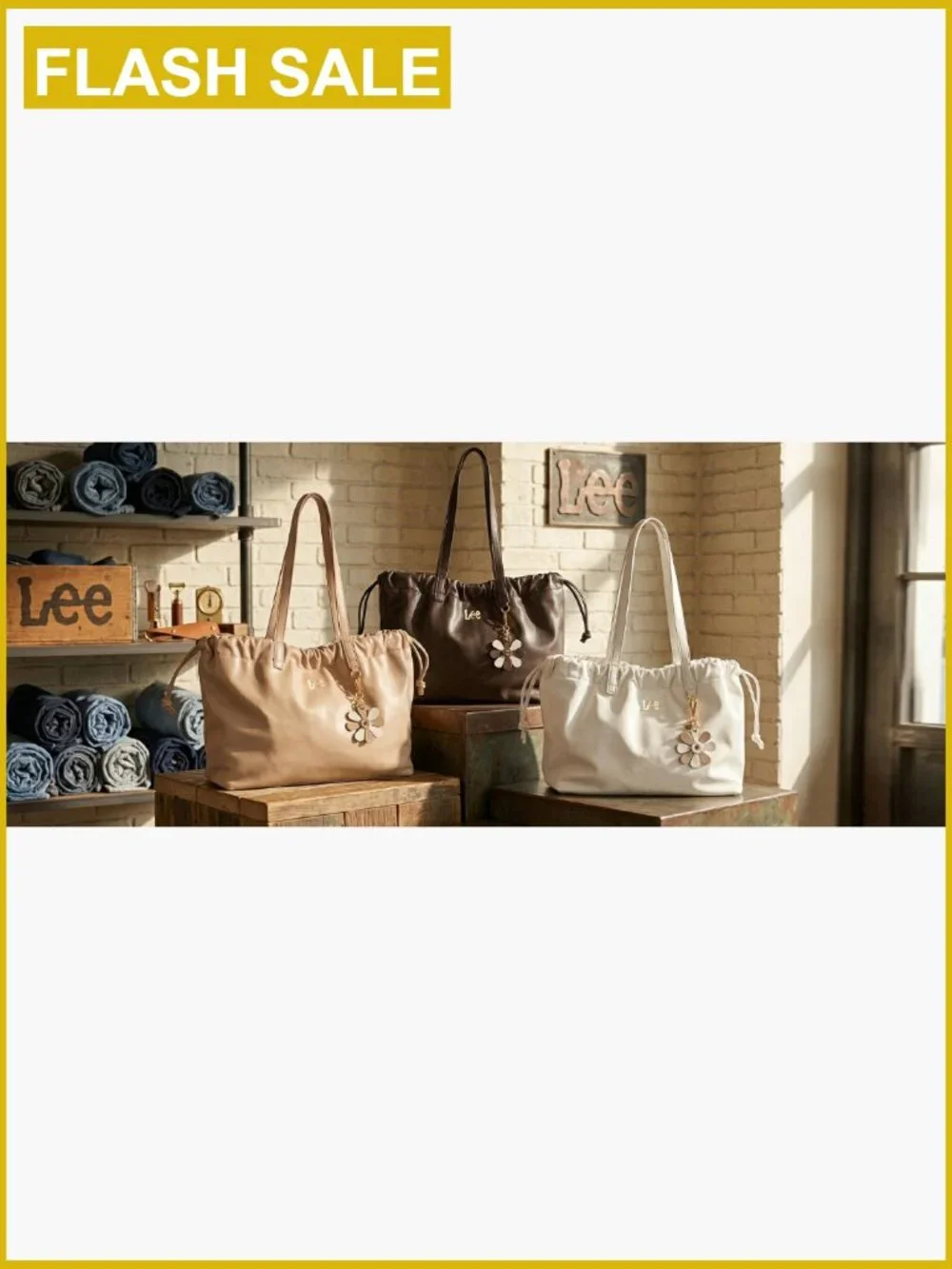 Large Vegan Leather Tote with Drawstring Closure